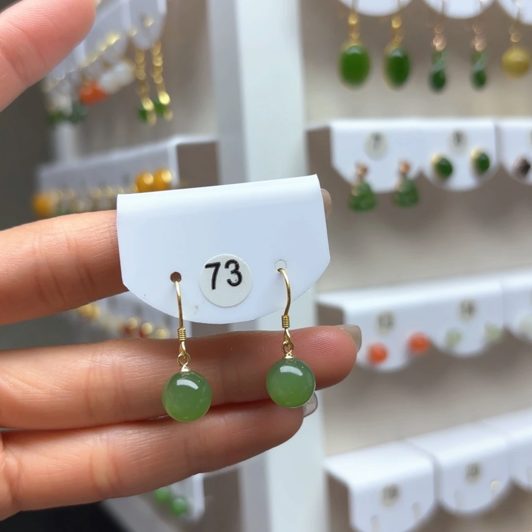 和田玉耳饰银S925镶嵌2