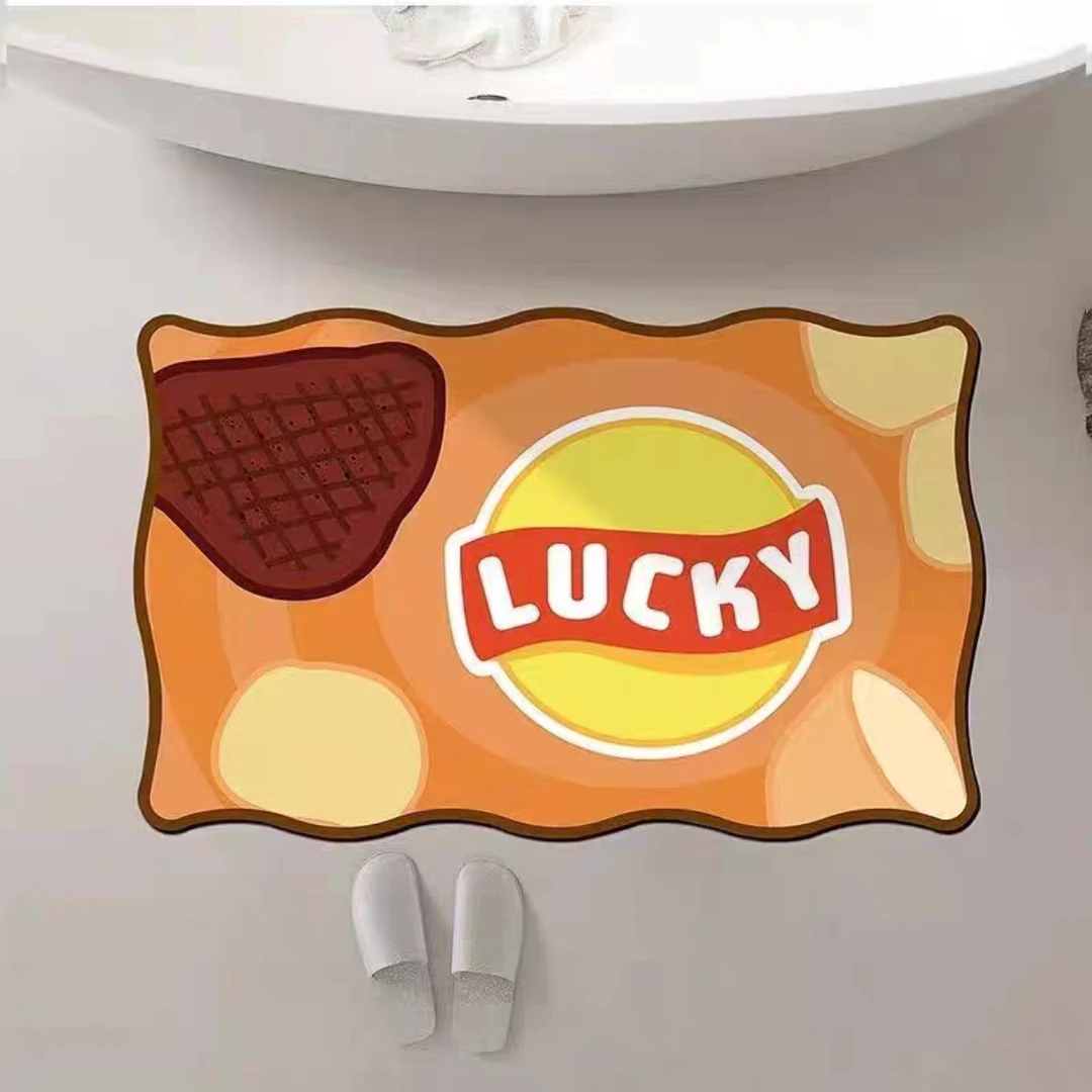 【硅藻泥】黄色薯片 浴室卫生间时尚垫吸水耐磨防滑裁剪舒适毯