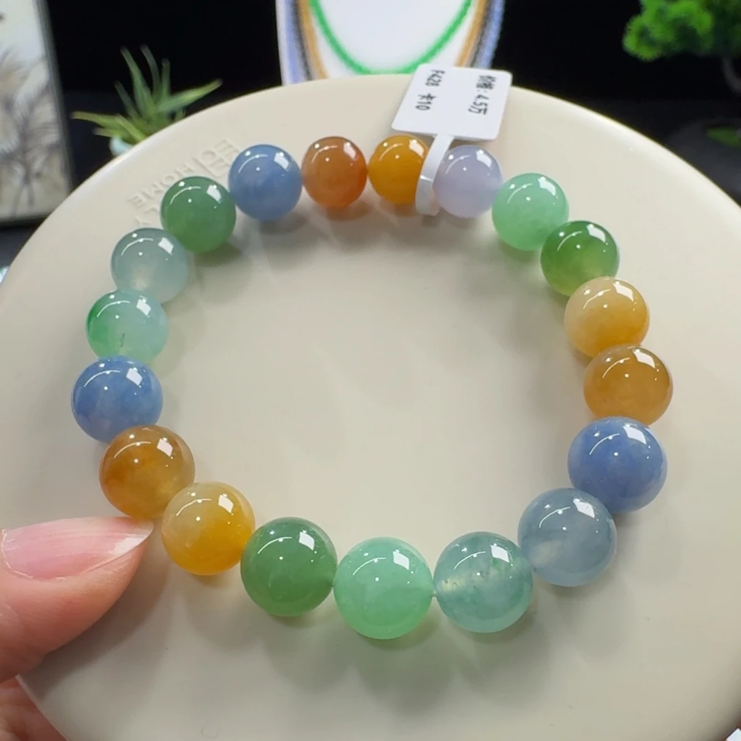 翡翠未镶嵌手链冰胶浓彩多宝单圈10mm