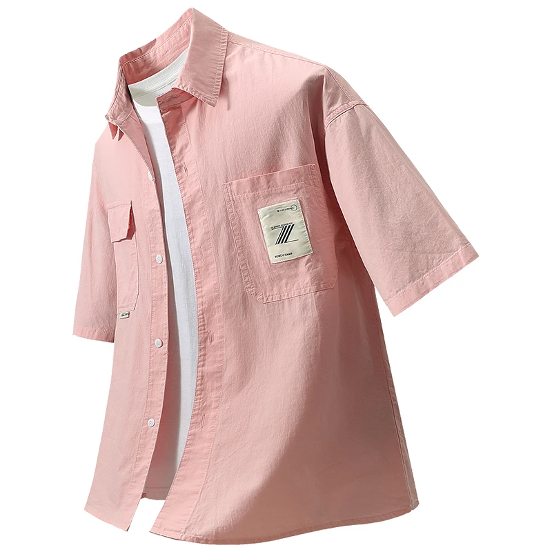 简约净版水洗百搭时尚衬衣新款休闲男士薄款衬衫1235