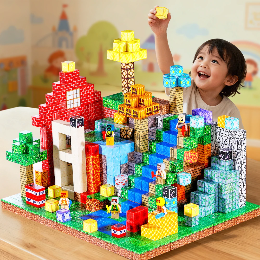 磁铁拼搭全套吸铁石迷你我的mc磁吸玩具积木周边方块磁力方块磁力