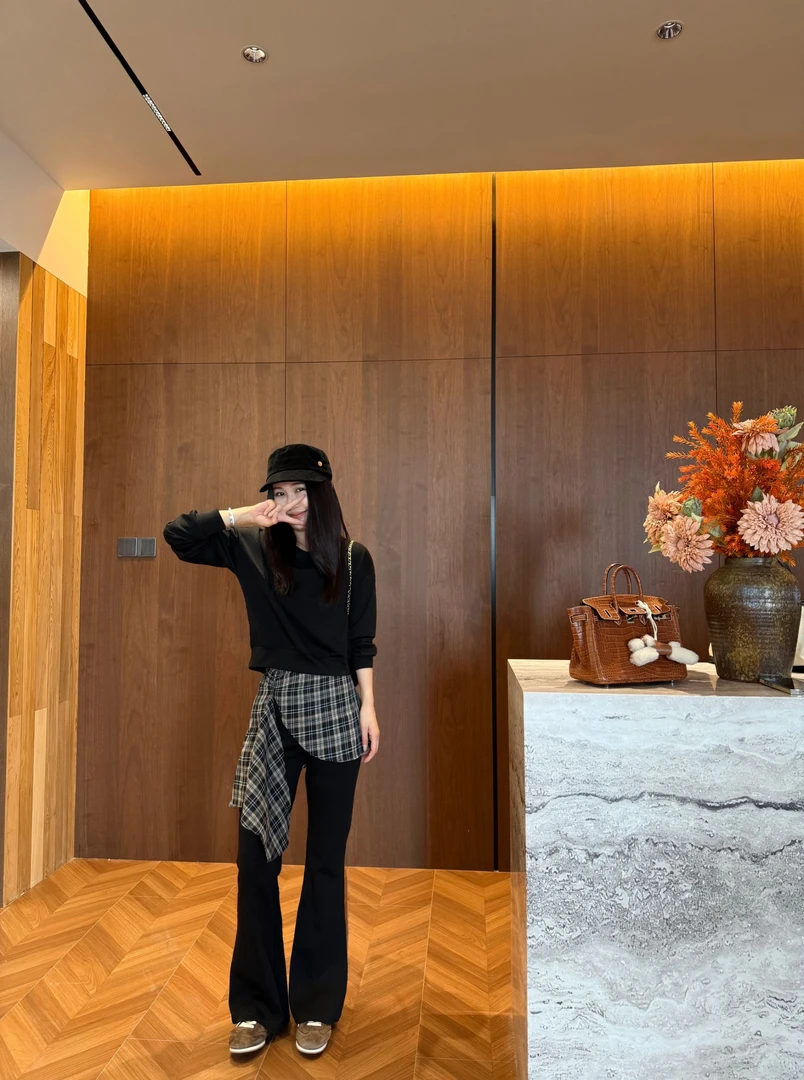 【晧月】天s+棉时尚长袖休闲百搭T恤+裤子套装 YW289