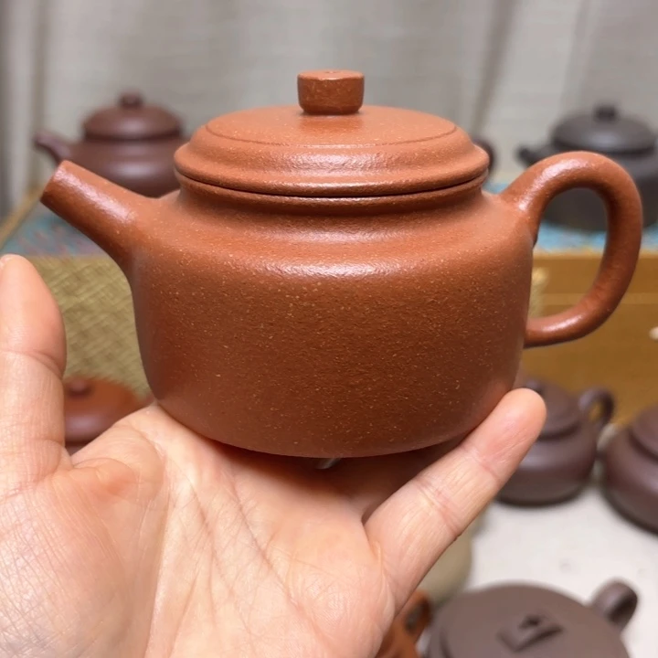 紫砂茶壶宝山挑纯红降24目孤品