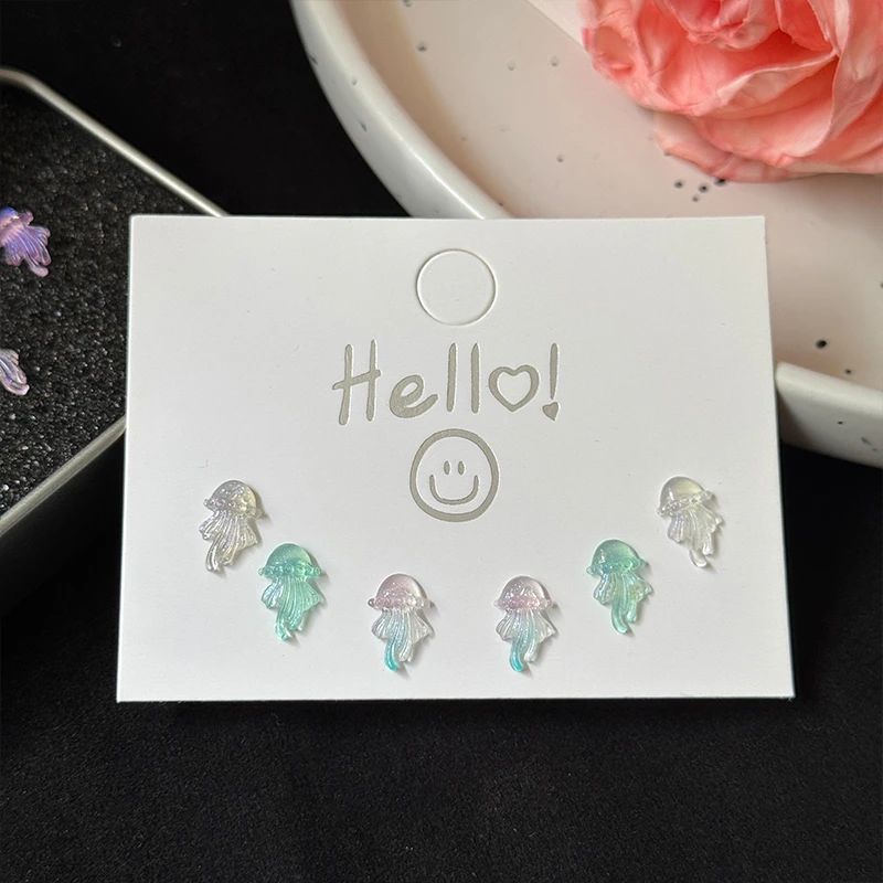 非金属树脂耳饰 树脂水母可爱耳钉简约甜美森系ins小众耳钉