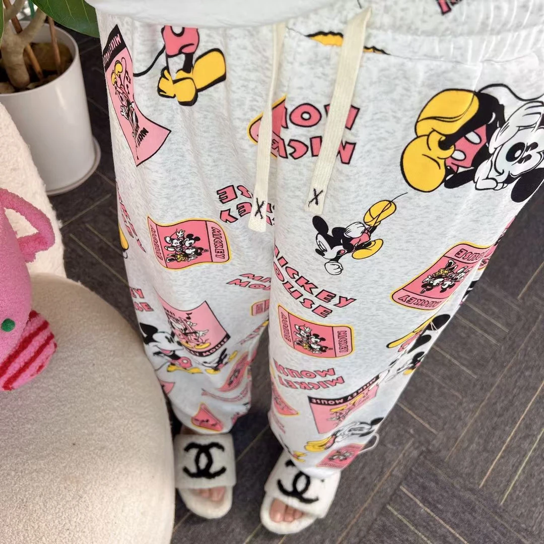 【纯熙+】1709春季新款薄款圈棉小鼠卫裤女韩版宽松裤脚抽绳拖地裤