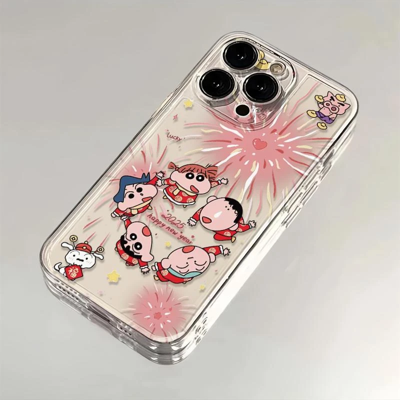 BANCA2025烟花小新围圈圈适用iPhone16/15手机壳华为vivo小米oppo