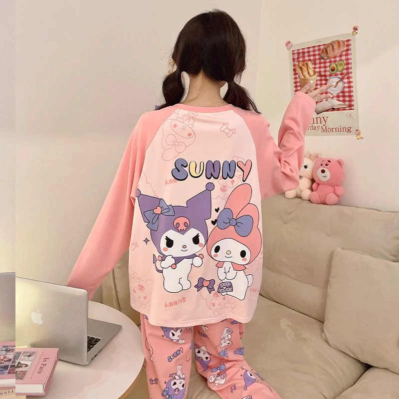 2025新款卡通可爱睡衣女长袖棉春秋款少女学生可外穿家居服套装
