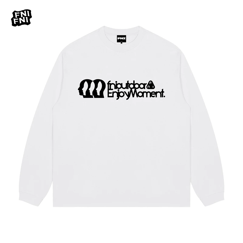 FNI黑标（黑白侧脸）重磅纯棉男女同款长袖美式圆领T恤早秋冬款胶浆