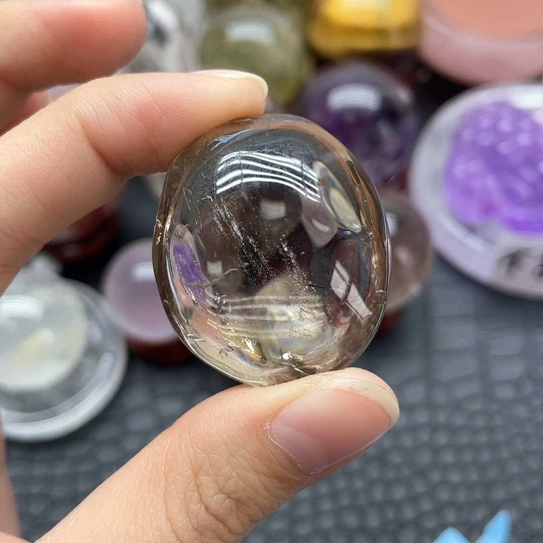 珠宝半成品未镶嵌水晶70茶晶手握