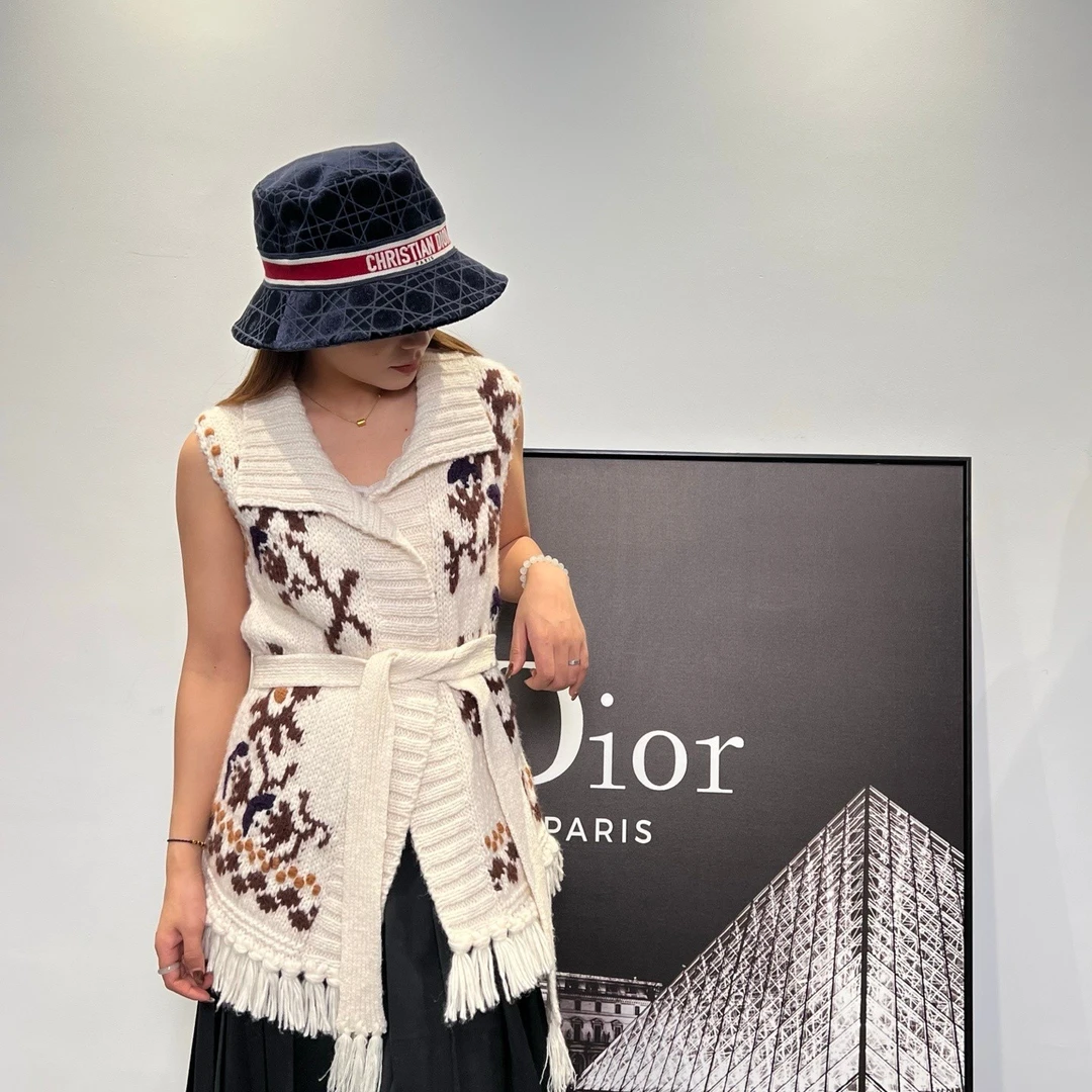 未使用 DIOR/迪奥 女士背心针织物花卉时尚毛衣114454