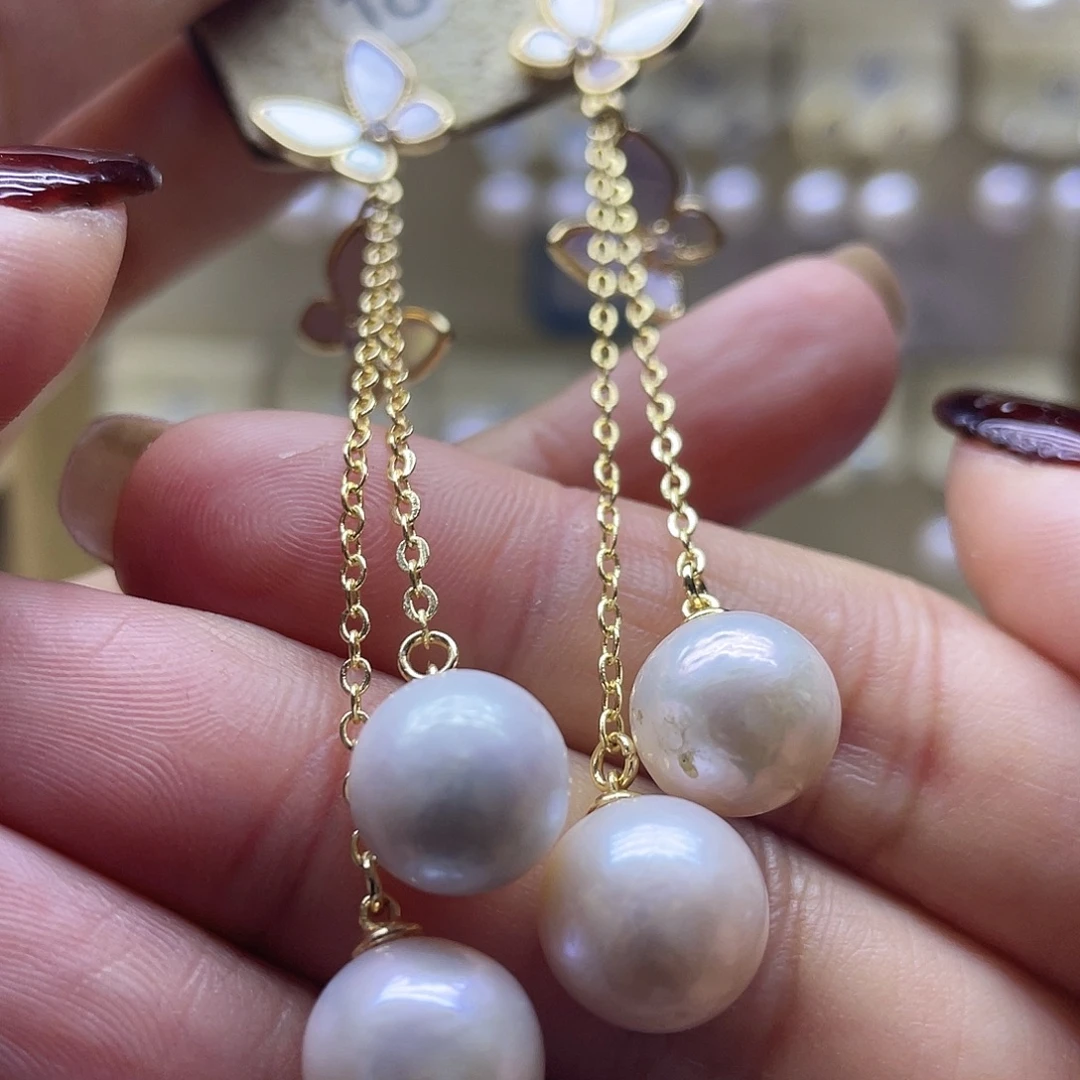 淡水珍珠耳饰银S925镶嵌