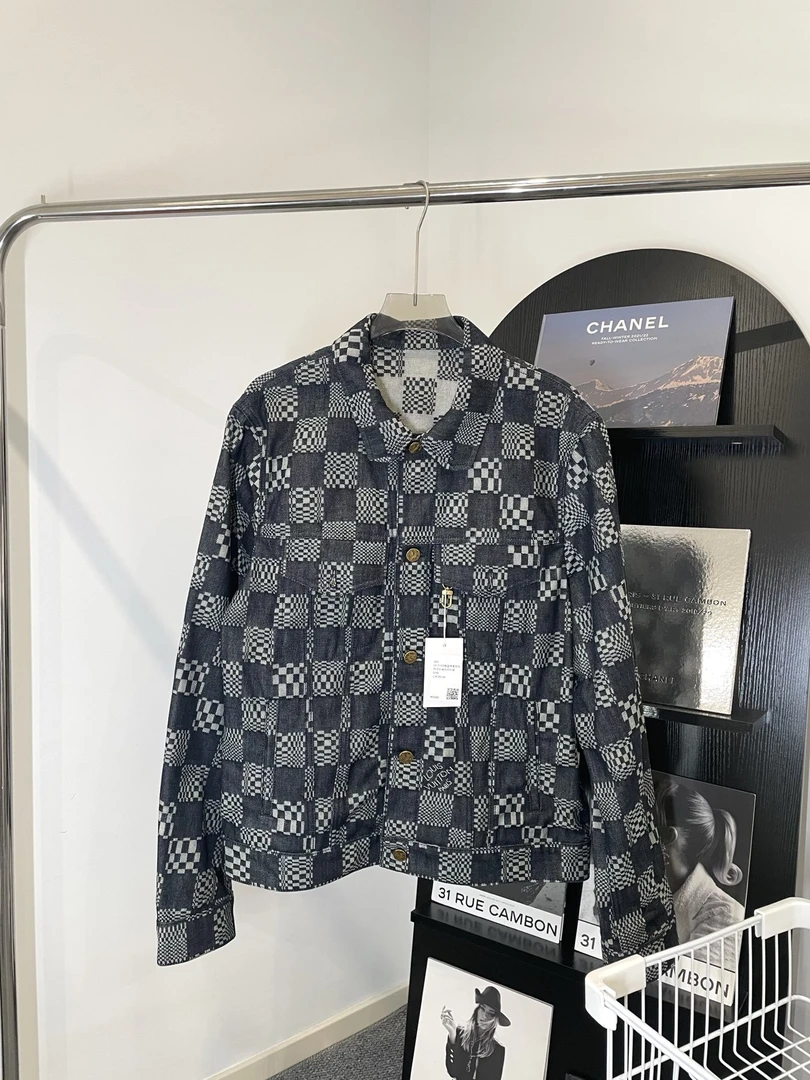 99新 LouisVuitton/路易威登 Z95 21SS 棋盘格单排扣牛仔外套52码