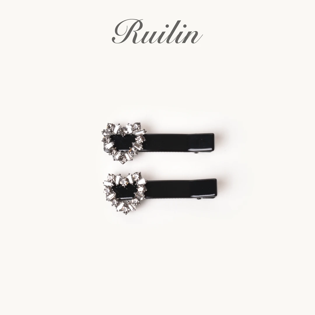 RUILIN【心心晶灵】发夹爱心钻石气质精致ins
