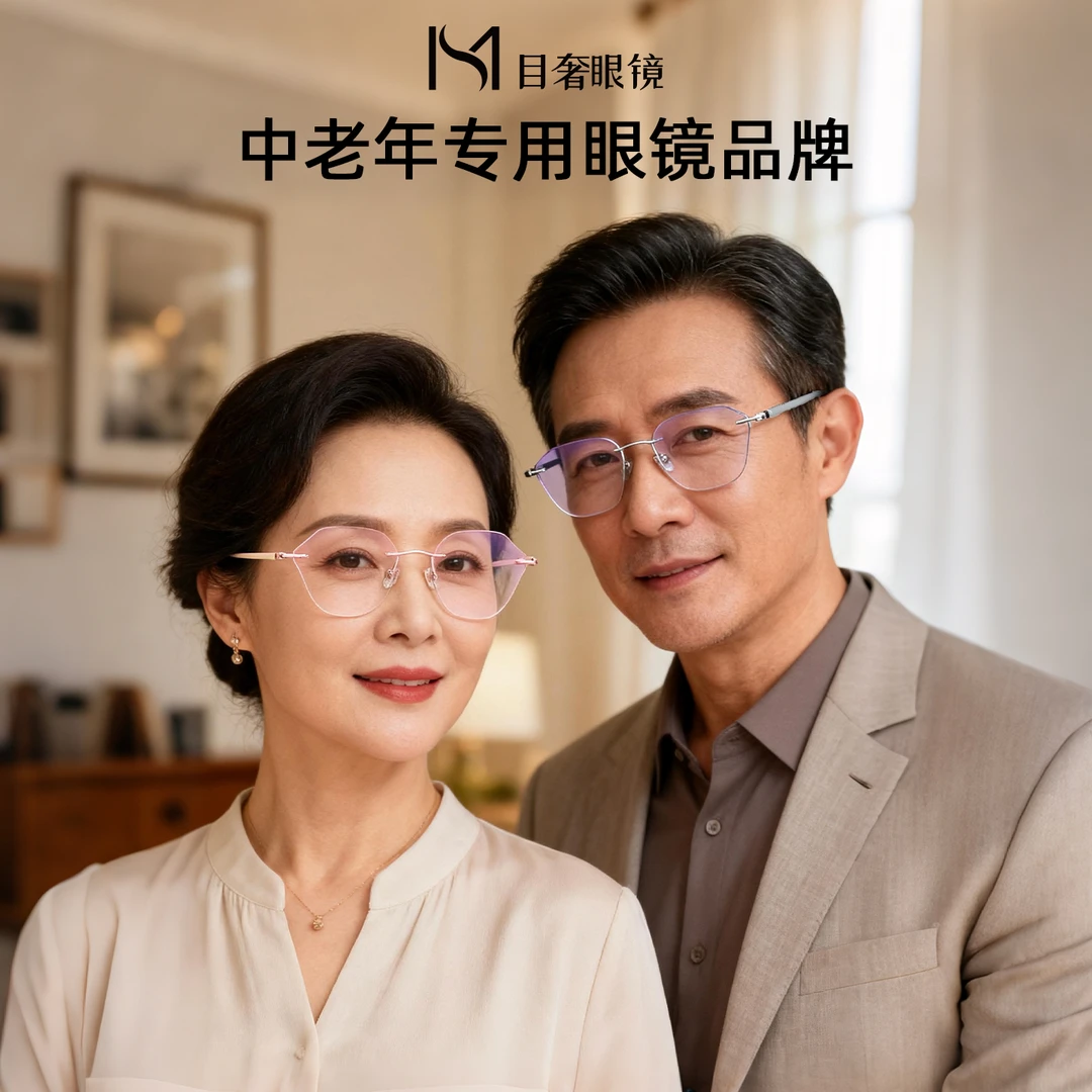 【目奢】记忆钛超轻无框显年轻气质老花镜高清中老年老花眼镜男女款