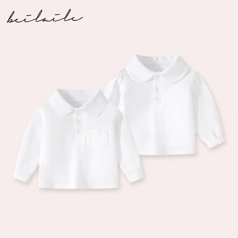 【百搭白T衬衫 小乐妈咪】婴儿装男女童衬衫夏装打底衫休闲宝宝上衣