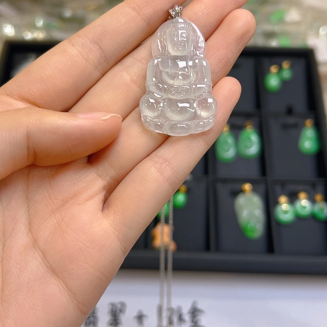 翡翠18K金镶嵌吊坠(不含链)翡翠