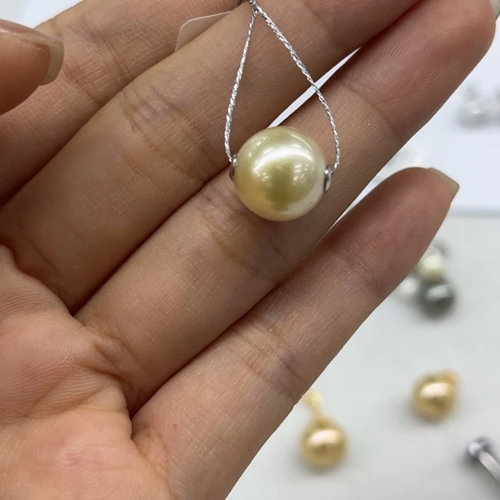 银S925镶嵌吊坠(不含链)海水珍珠11-12