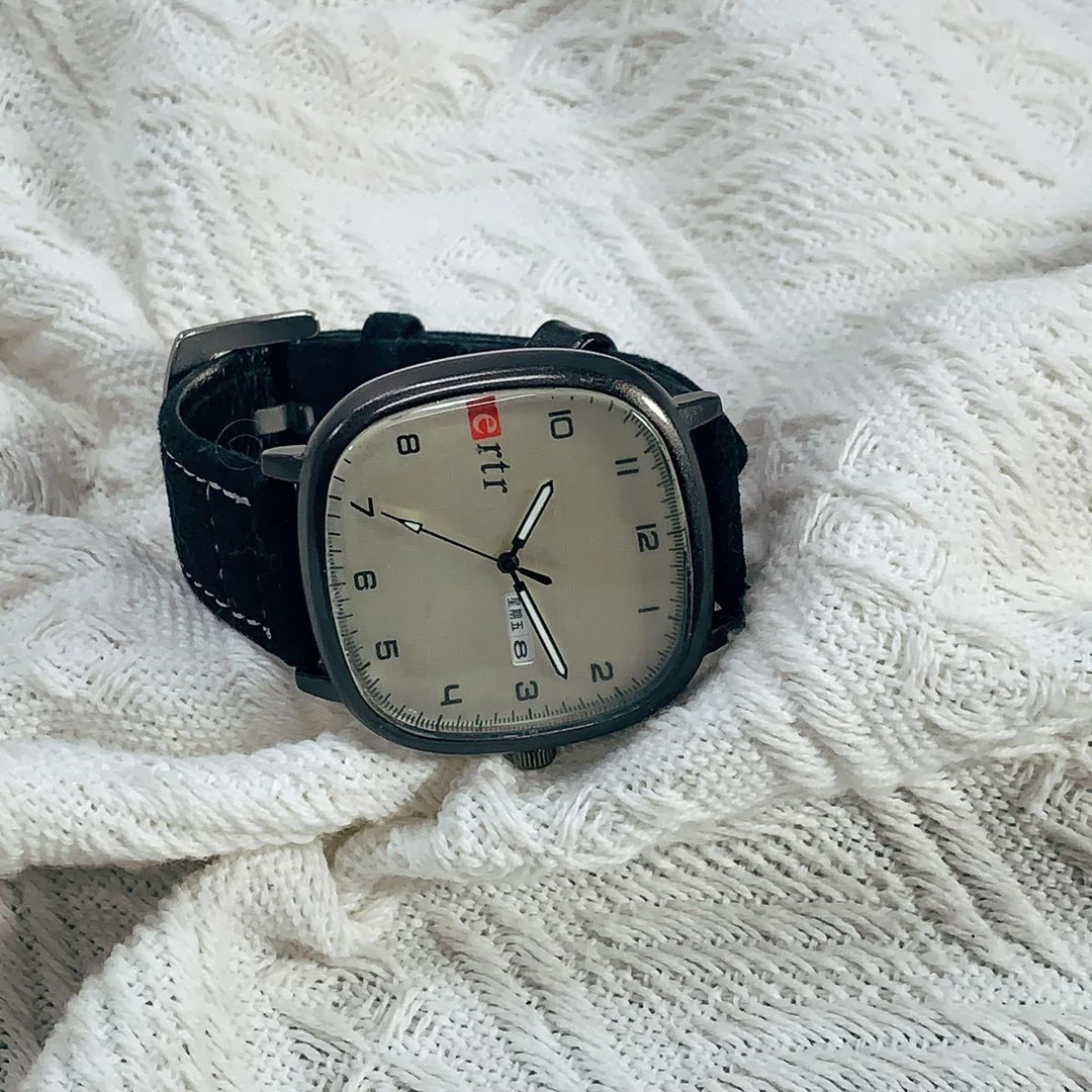 小方块考试专用手表男款初高中学生简约方形静音指针初高中石英表