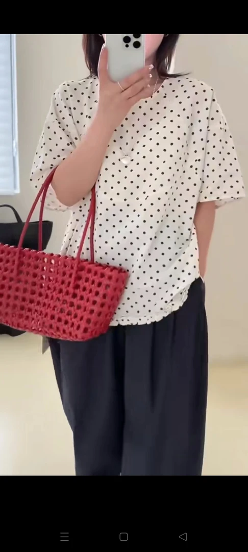 3890设计感后背系带波点白衬衫夏季新款宽松休闲短袖衬衣