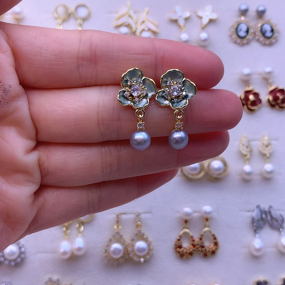 淡水珍珠耳饰合金