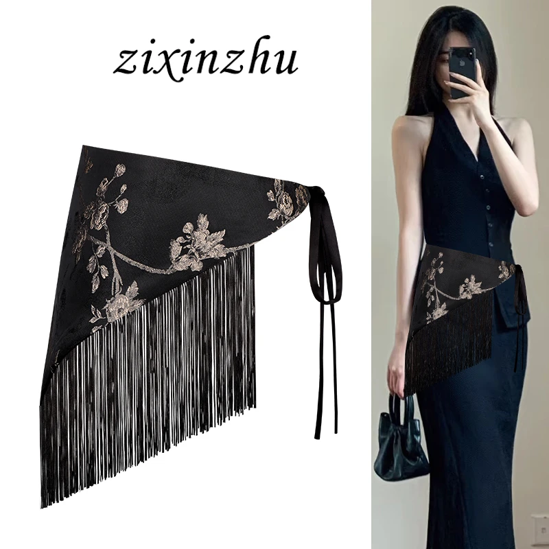 宽腰带配饰女新中式三角巾腰封束腰装饰配牛仔裤裙子复古波西米亚