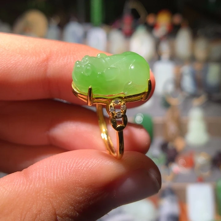 和田玉银S925镶嵌戒指