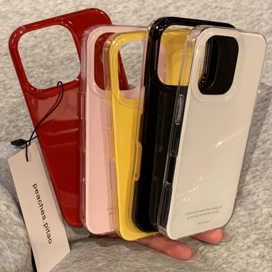 简约ins纯色中国红适用苹果17promax手机壳iPhone16防摔15个性13