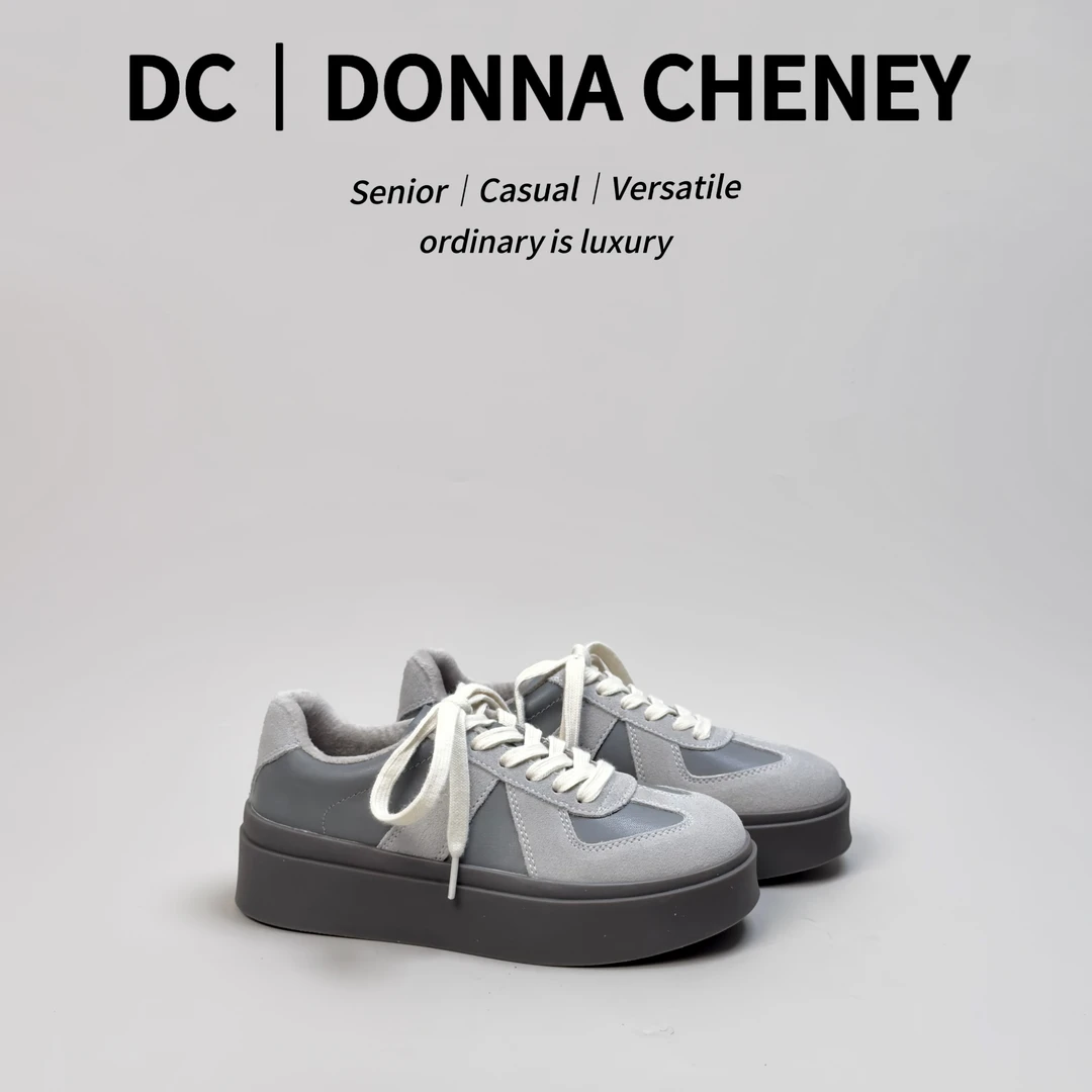 DONNA CHENEY灰色德训鞋～小众款厚底休闲板鞋