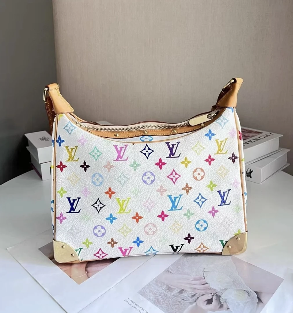 95新 LouisVuitton/路易威登 夏七中古/白三彩牛角包/单肩包