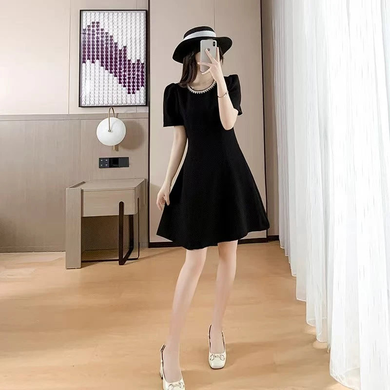 法式赫本风少淑版时尚收腰显瘦连衣裙9605款