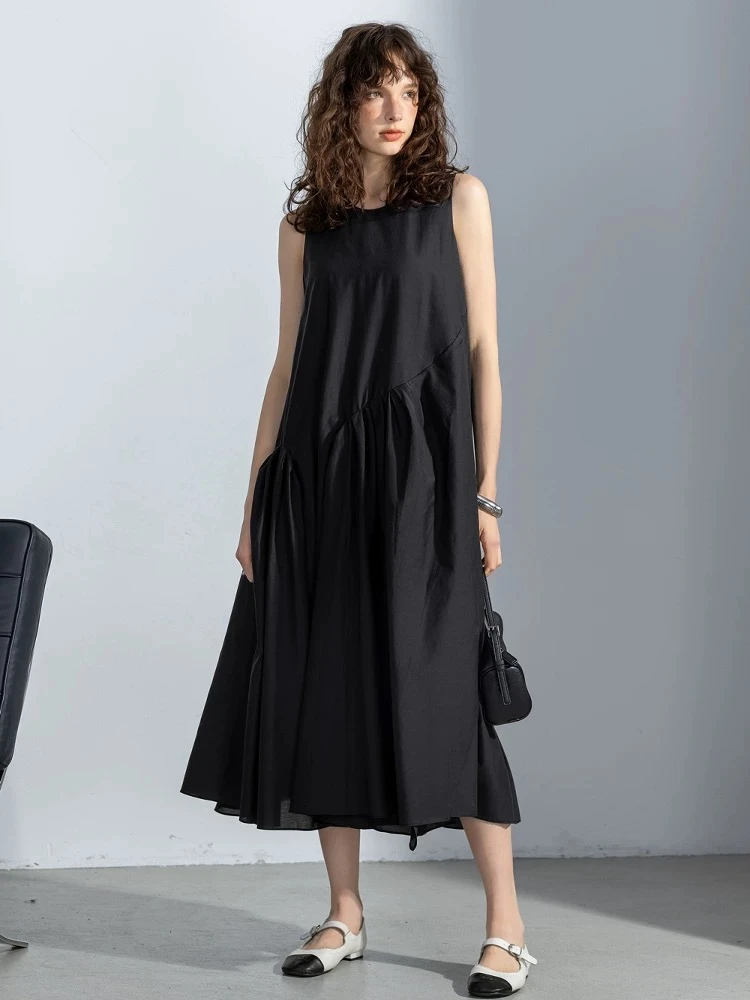 【西贝】江南-2025夏季无袖气质休闲连衣裙251858