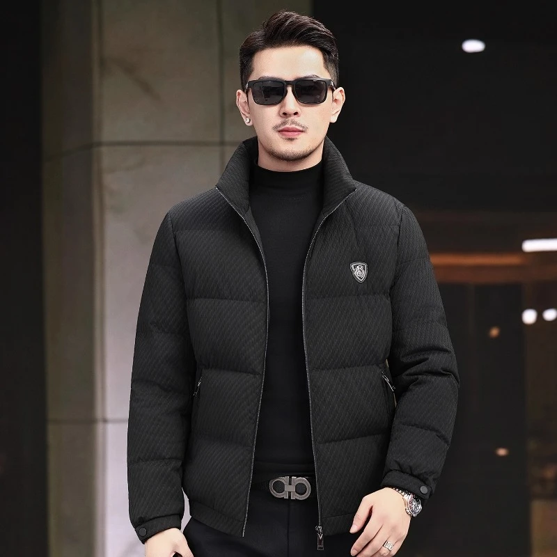 立领羽绒服男士冬季2025新款中年休闲男装短款鸭绒保暖外套爸爸装