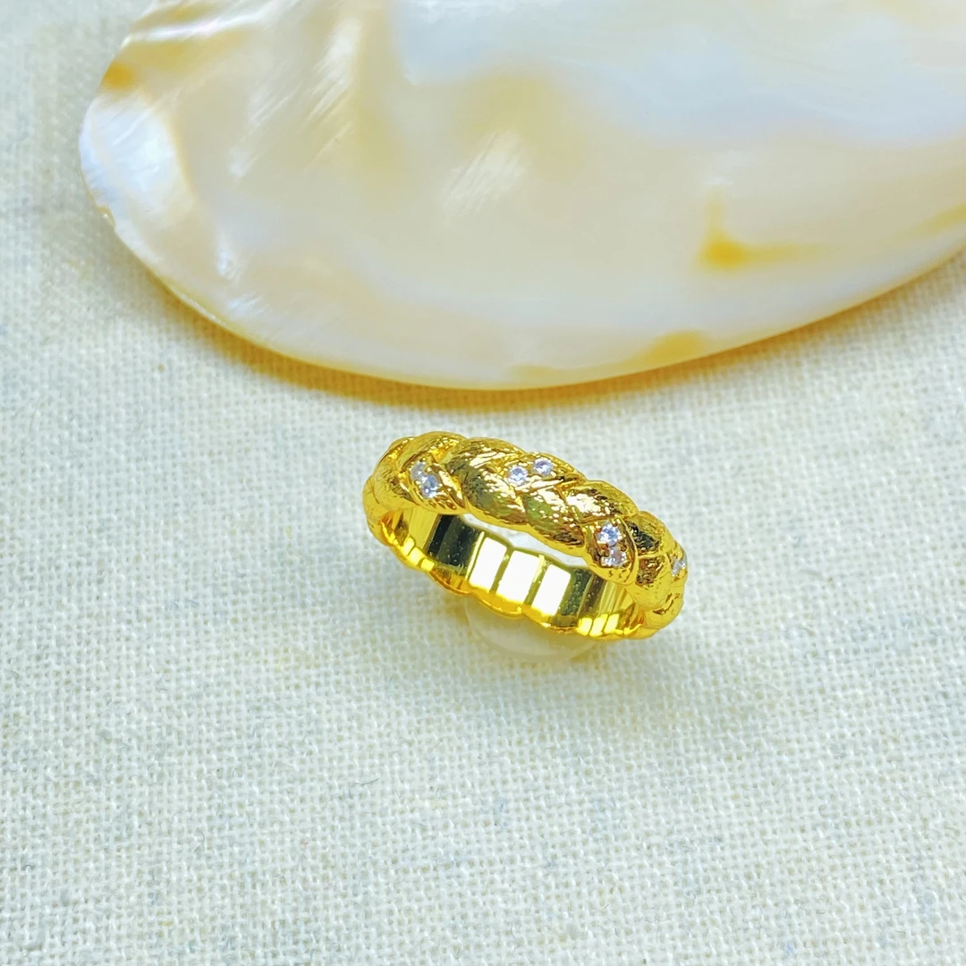 戒指 戒指 K0242黄色麻花闭口戒指多样性发货47433