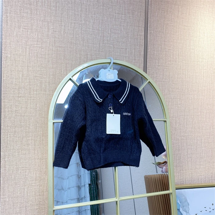 AB187    宝宝藏蓝色针织毛衣套头上衣