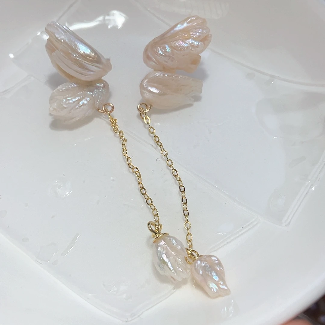 淡水珍珠耳饰银S925镶嵌喝****?