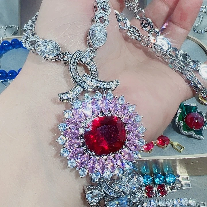 非金属红色蓝色吊坠戒指