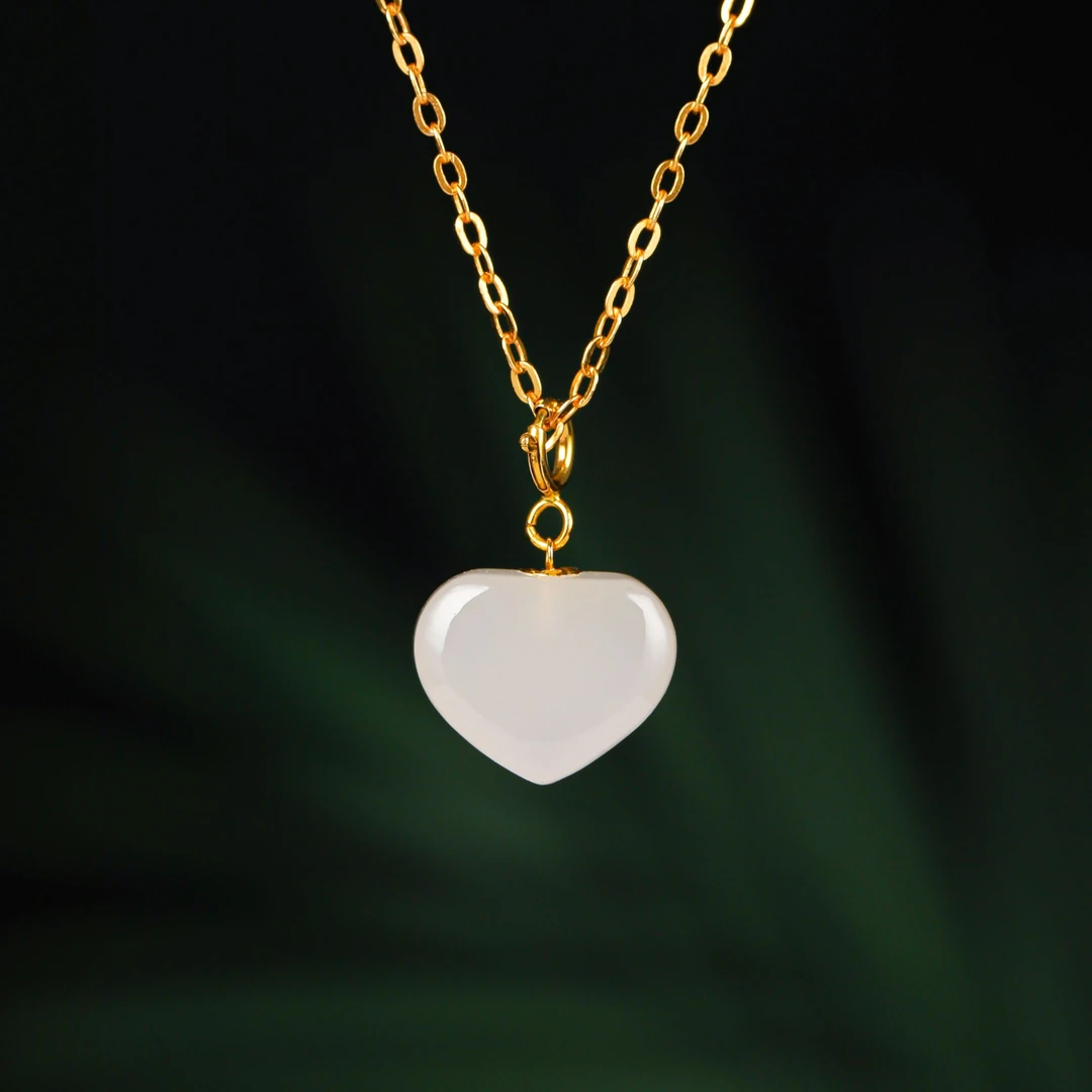 18K金万能扣镶嵌10*12mm藕粉爱心HNZ11085