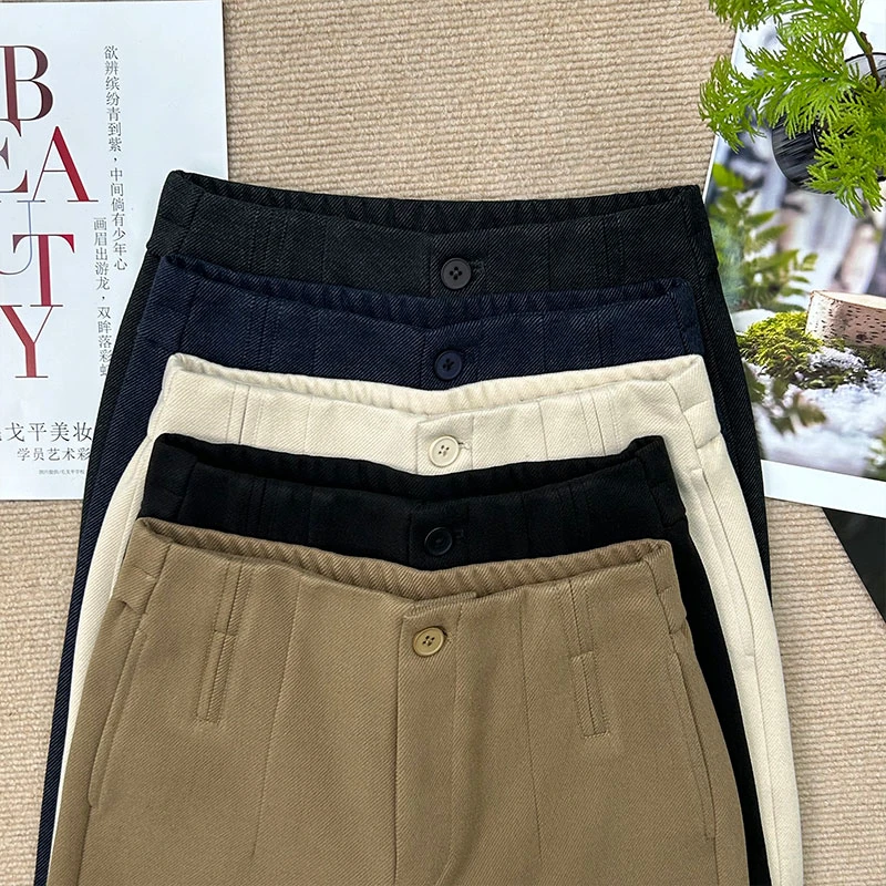 【轻奢高定】秋冬季新款羊 绒蚕 丝裤高腰设计款显瘦百搭窄版直筒裤