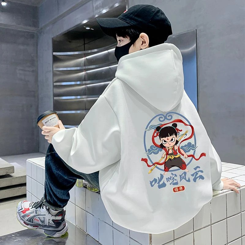 卫衣春秋款哪吒连帽卫衣2025新款中大童潮牌秋款儿童帅气上衣潮帅