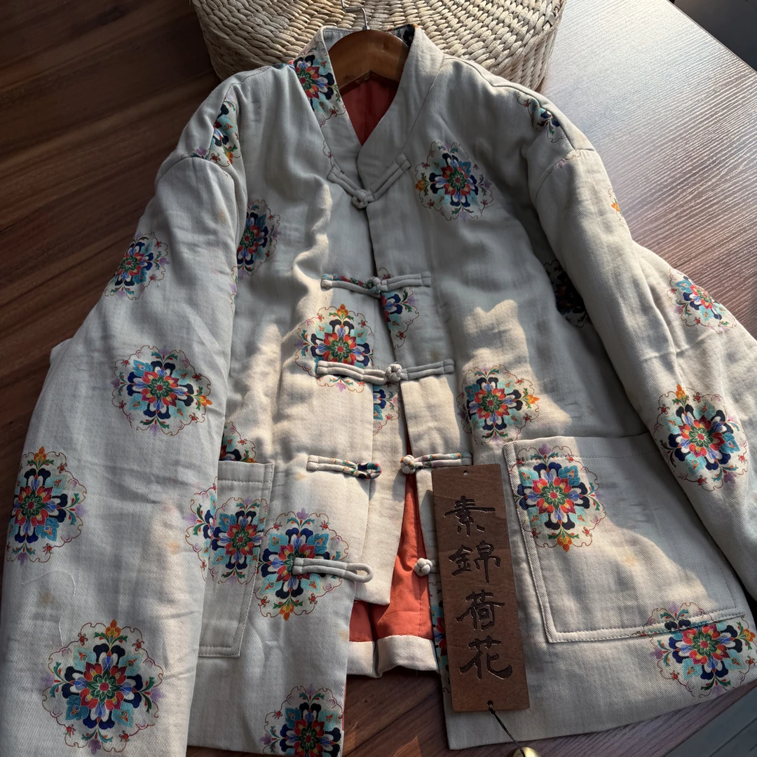 中 传统棉花棉袄宽松立领新中式棉袄碎花棉服C297