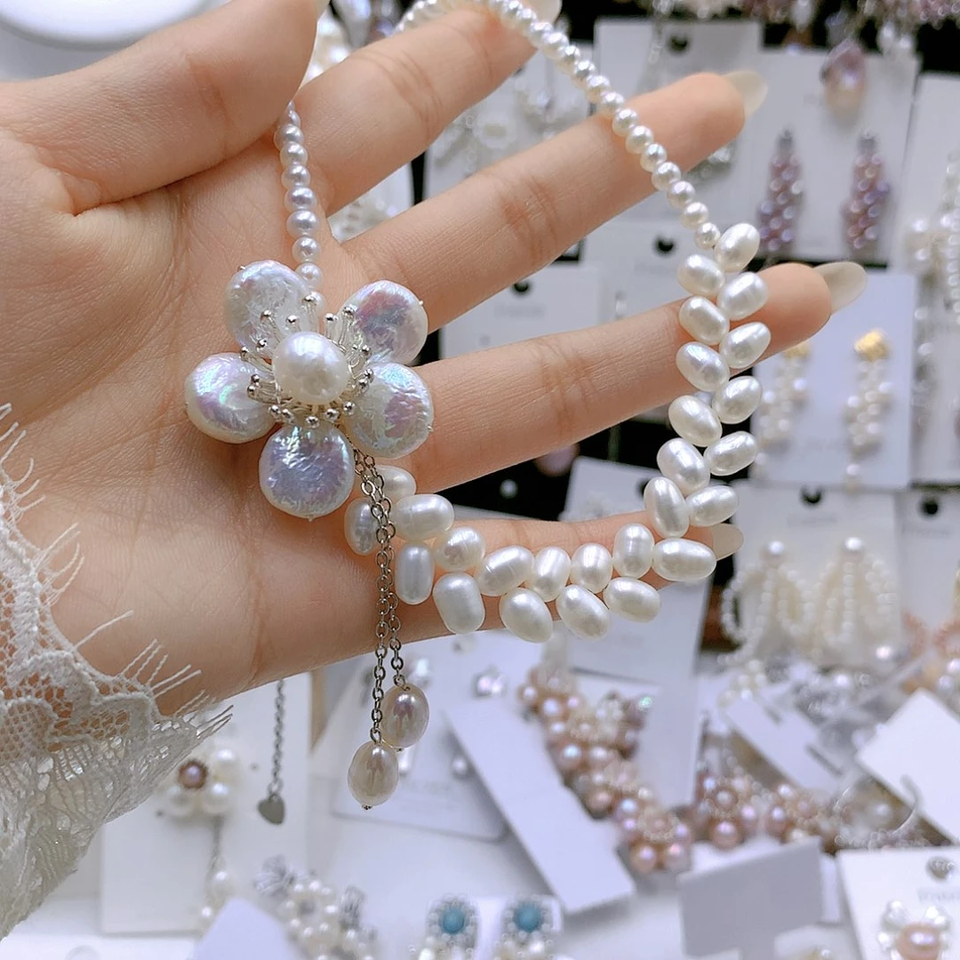 银S925镶嵌耳饰淡水珍珠