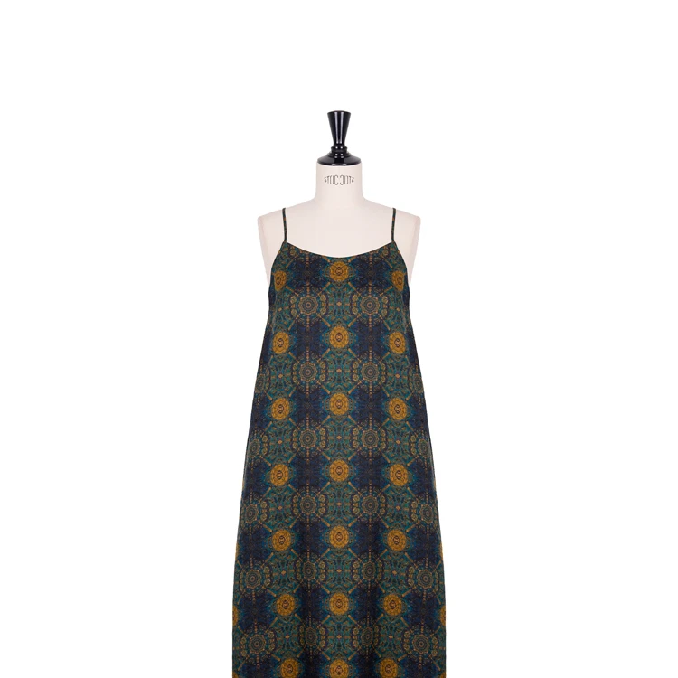 【八达晕】时尚红云纱印花吊带连衣裙CD2168009