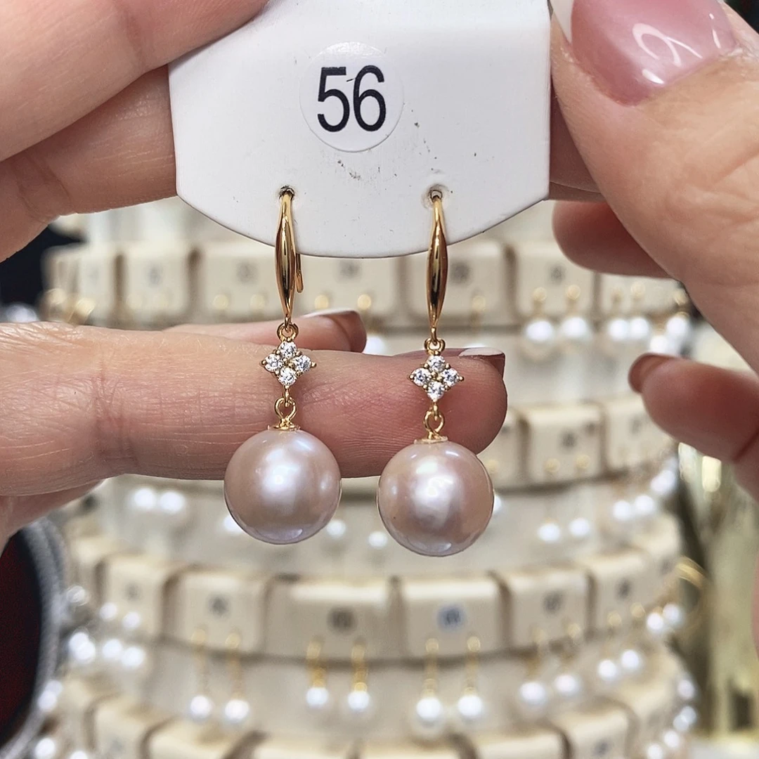 淡水珍珠银S925镶嵌耳饰