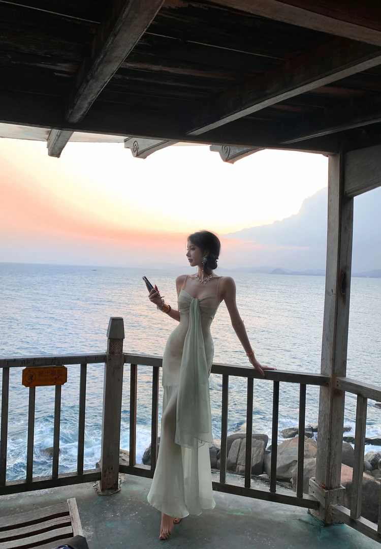 【雅乔定制】森之境 薄荷蔓波绿纱裙仙气飘飘连衣裙DYYY-24125716