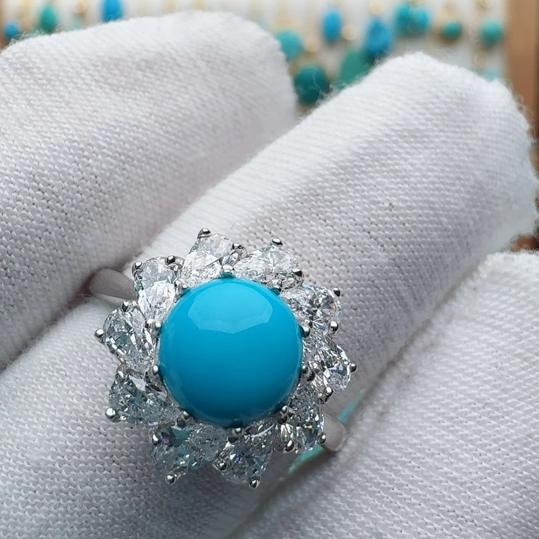 绿松石银S925镶嵌戒指