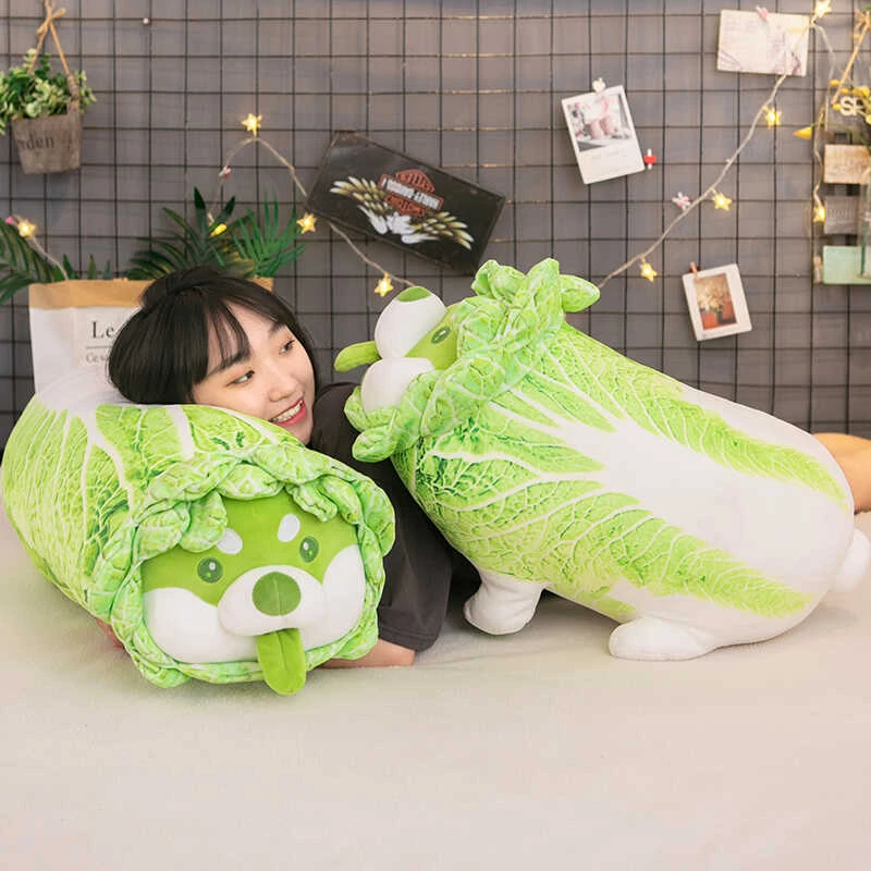 白菜狗抱枕玩偶毛绒玩具蔬菜精灵菜狗送女友生日礼物菜狗娃娃公仔