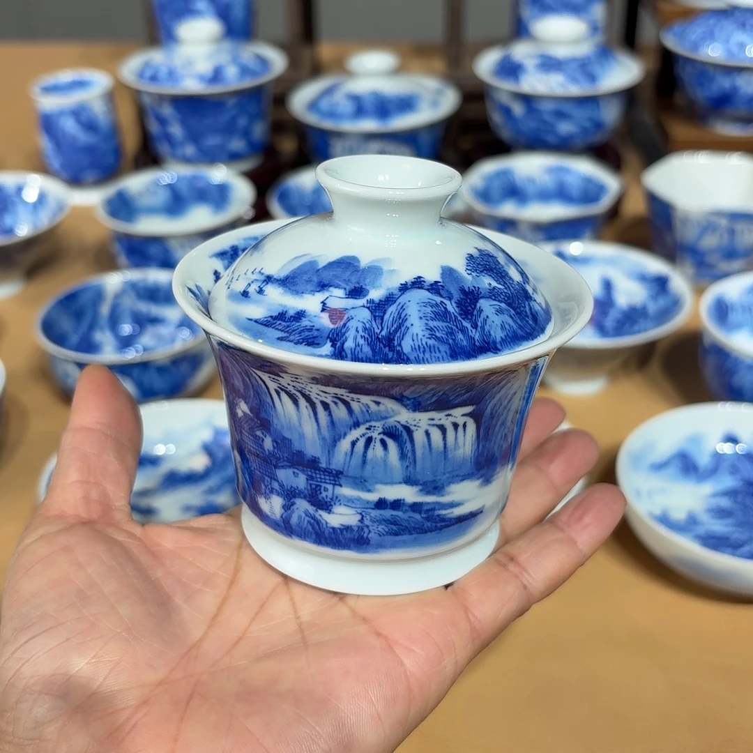 景德镇纯手绘盖碗