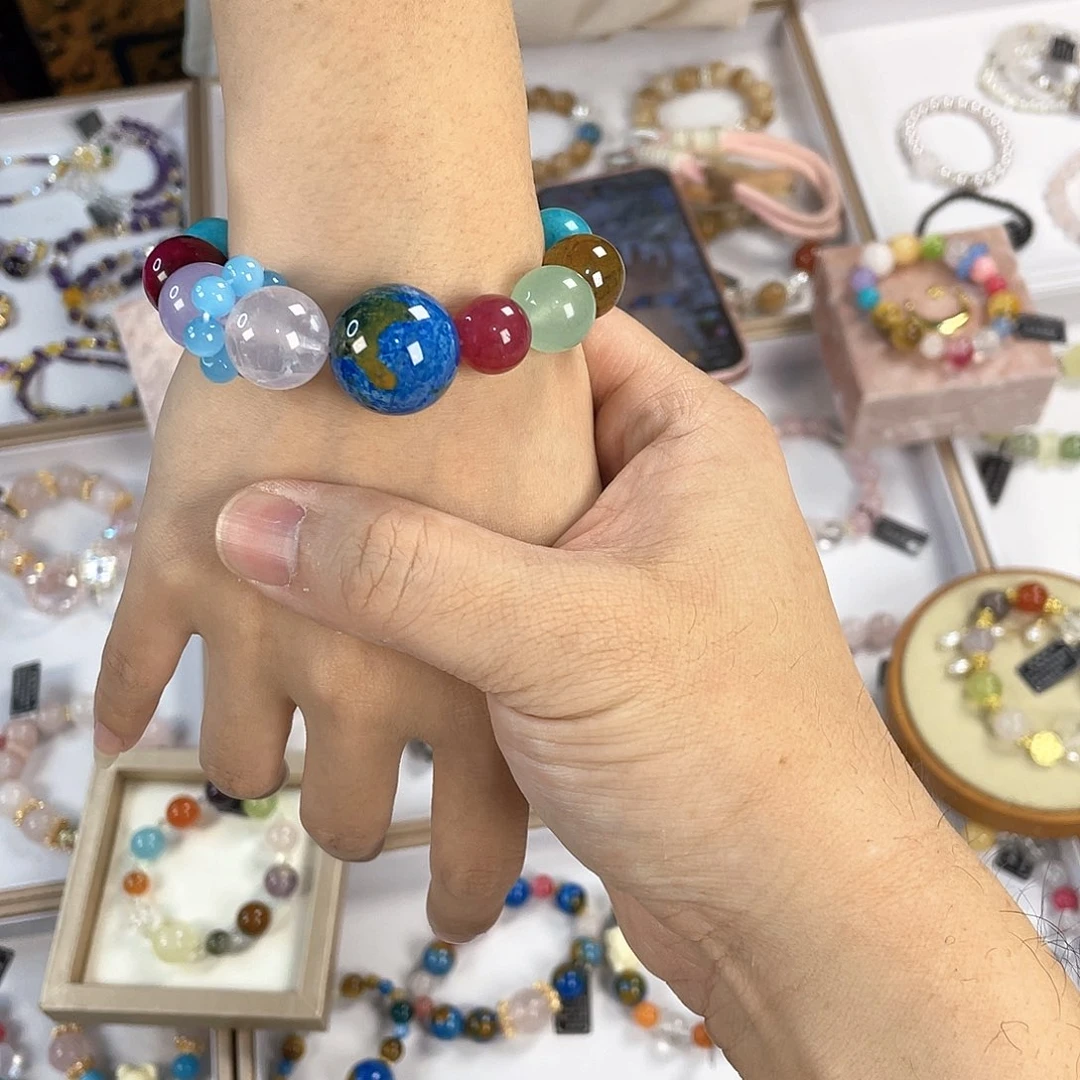 水晶手链银S925镀金镶嵌