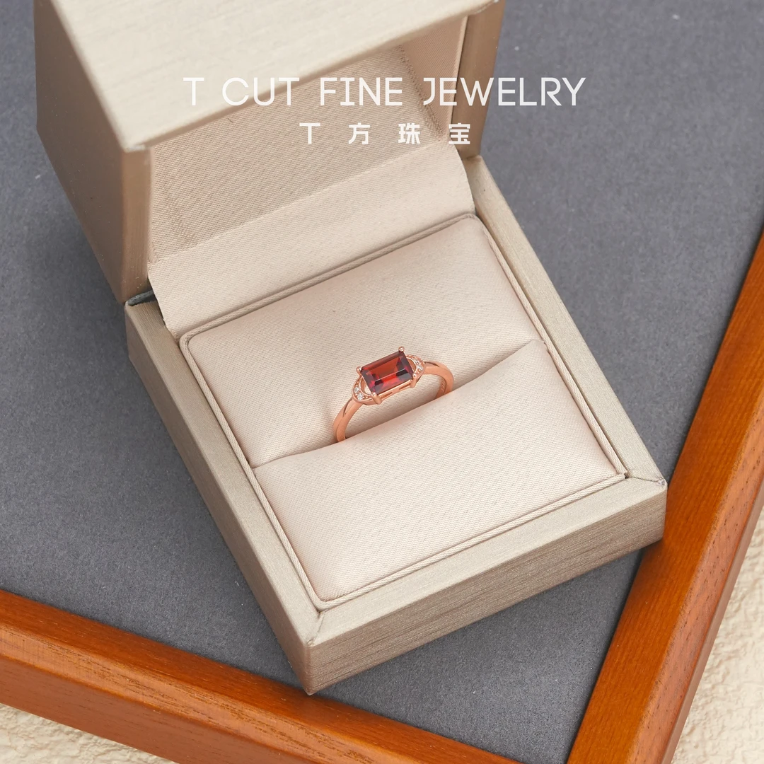 【k金感满满！】天然石榴石番禺重工设计款S925银戒指