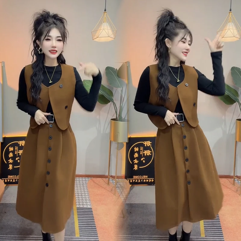 2025秋冬新款时尚显瘦气质网红高档套装女高级百搭宽松大码两件套